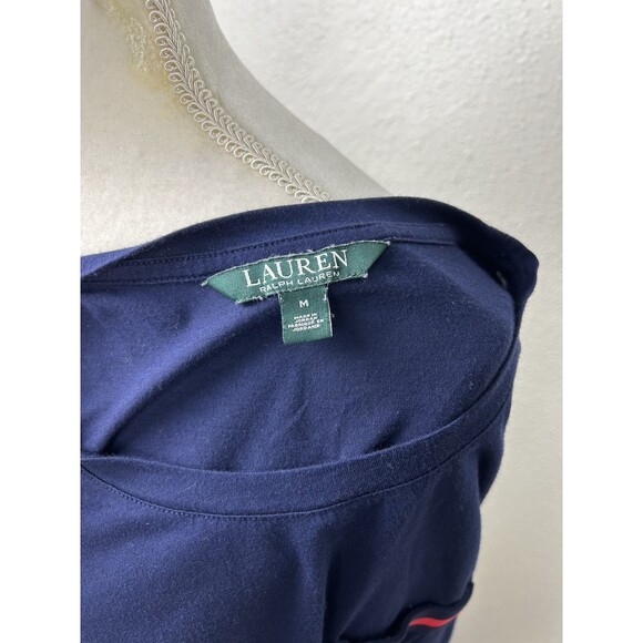 Lauren Ralph Lauren Cotton Blend Navy Blue Preppy Short Sleeve Crewneck Tee -Med - Picture 5 of 7